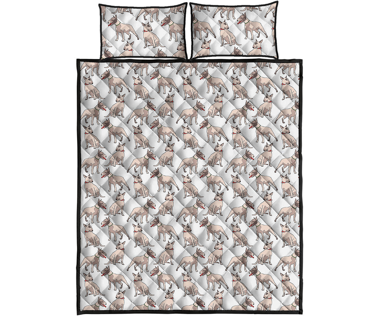 White Bull Terrier Pattern Print Quilt Bed Set