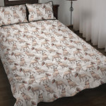 White Bull Terrier Pattern Print Quilt Bed Set