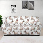 White Bull Terrier Pattern Print Sofa Cover