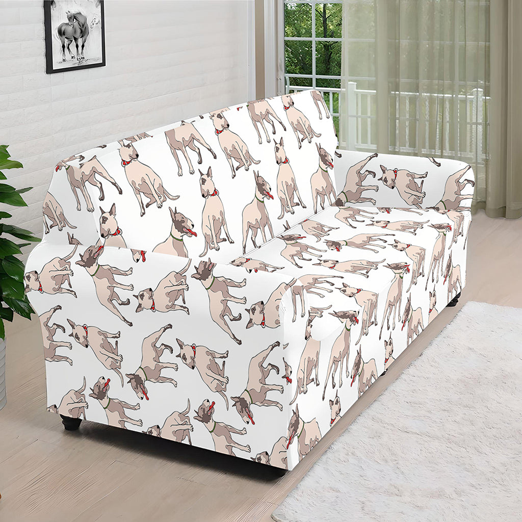 White Bull Terrier Pattern Print Sofa Cover