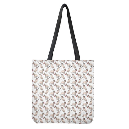 White Bull Terrier Pattern Print Tote Bag