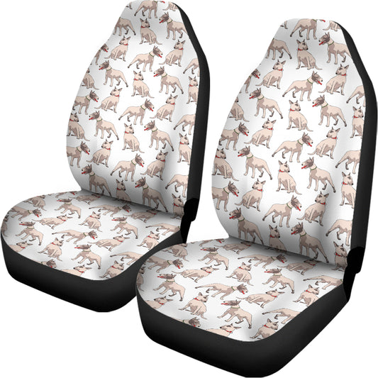 White Bull Terrier Pattern Print Universal Fit Car Seat Covers