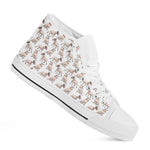 White Bull Terrier Pattern Print White High Top Shoes