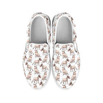 White Bull Terrier Pattern Print White Slip On Shoes