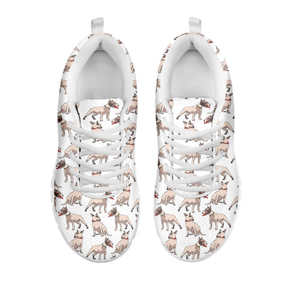 White Bull Terrier Pattern Print White Sneakers