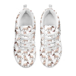 White Bull Terrier Pattern Print White Sneakers