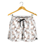 White Bull Terrier Pattern Print Women's Shorts