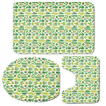 White Cactus Plant Pattern Print 3 Piece Bath Mat Set