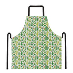 White Cactus Plant Pattern Print Apron