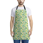 White Cactus Plant Pattern Print Apron