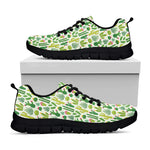 White Cactus Plant Pattern Print Black Sneakers