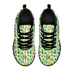 White Cactus Plant Pattern Print Black Sneakers