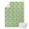 White Cactus Plant Pattern Print Blanket