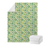 White Cactus Plant Pattern Print Blanket