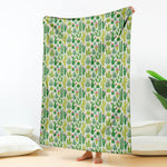 White Cactus Plant Pattern Print Blanket