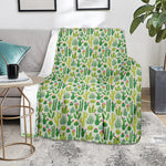 White Cactus Plant Pattern Print Blanket