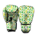 White Cactus Plant Pattern Print Boxing Gloves