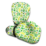 White Cactus Plant Pattern Print Boxing Gloves