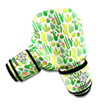 White Cactus Plant Pattern Print Boxing Gloves
