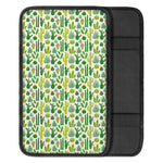White Cactus Plant Pattern Print Car Center Console Cover