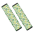 White Cactus Plant Pattern Print Car Seat Belt Covers