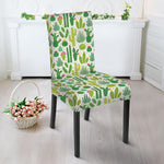 White Cactus Plant Pattern Print Dining Chair Slipcover