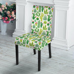 White Cactus Plant Pattern Print Dining Chair Slipcover