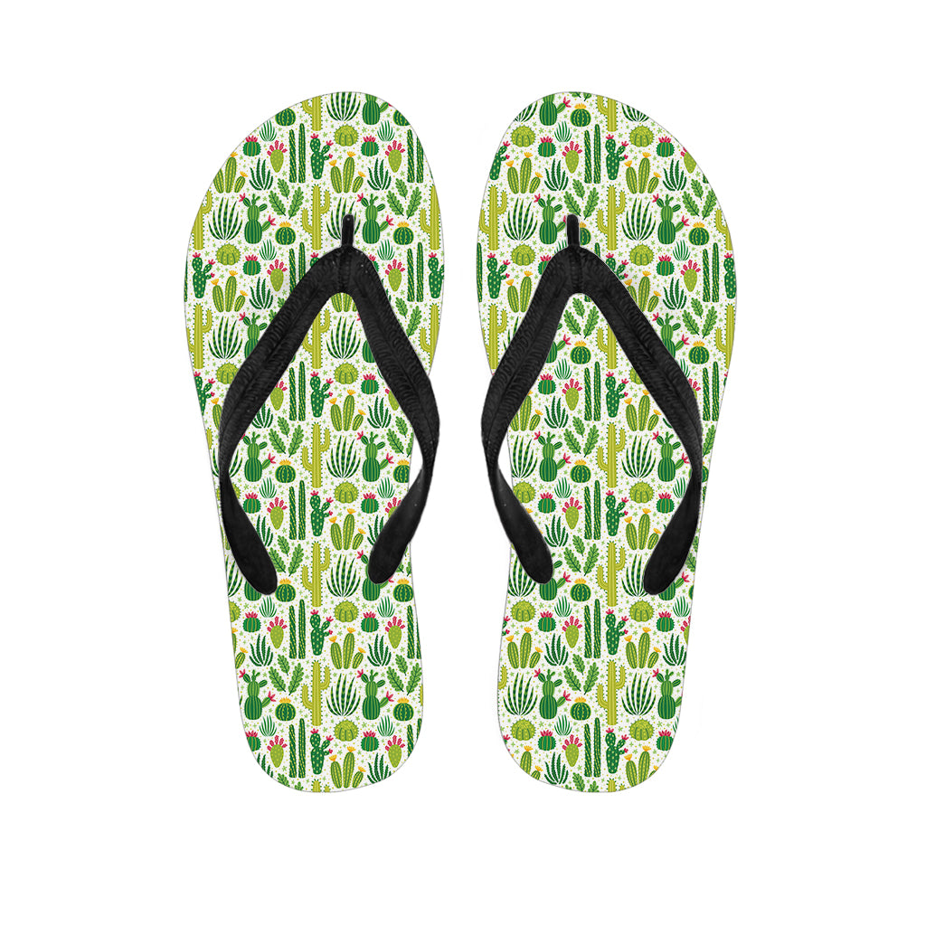 White Cactus Plant Pattern Print Flip Flops
