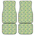 White Cactus Plant Pattern Print Front and Back Car Floor Mats