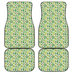 White Cactus Plant Pattern Print Front and Back Car Floor Mats