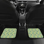 White Cactus Plant Pattern Print Front and Back Car Floor Mats