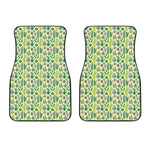 White Cactus Plant Pattern Print Front Car Floor Mats