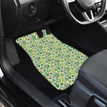 White Cactus Plant Pattern Print Front Car Floor Mats