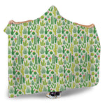 White Cactus Plant Pattern Print Hooded Blanket