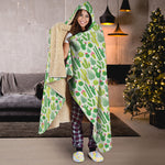 White Cactus Plant Pattern Print Hooded Blanket