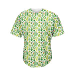 White Cactus Plant Pattern Print Men's Baseball Jersey