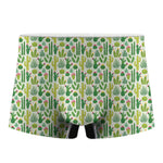 White Cactus Plant Pattern Print Men's Boxer Briefs