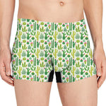 White Cactus Plant Pattern Print Men's Boxer Briefs
