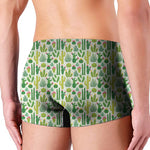 White Cactus Plant Pattern Print Men's Boxer Briefs