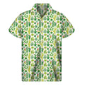 White Cactus Plant Pattern Print Men's Short Sleeve Shirt