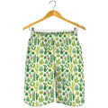 White Cactus Plant Pattern Print Men's Shorts