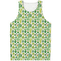 White Cactus Plant Pattern Print Men's Tank Top