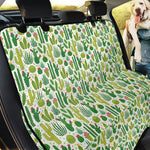 White Cactus Plant Pattern Print Pet Car Back Seat Cover