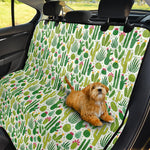 White Cactus Plant Pattern Print Pet Car Back Seat Cover