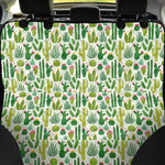 White Cactus Plant Pattern Print Pet Car Back Seat Cover