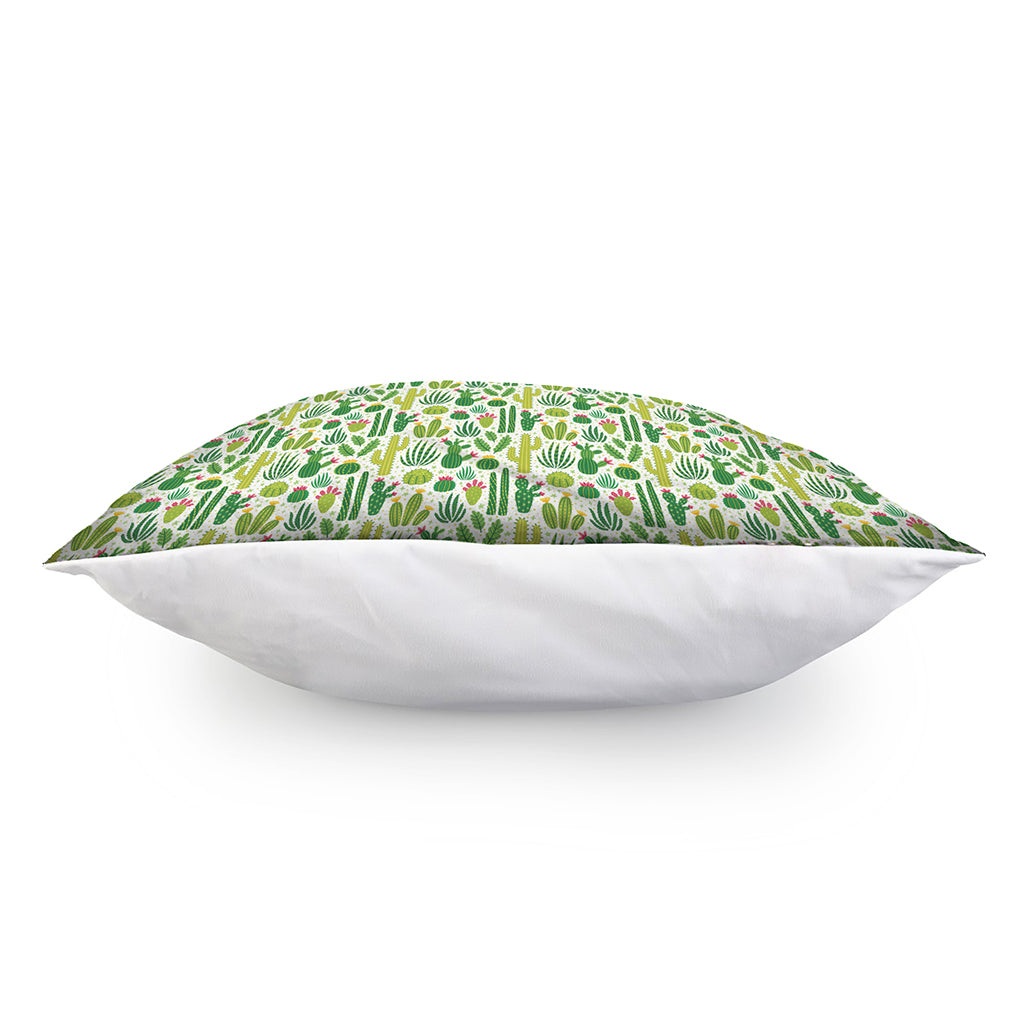 White Cactus Plant Pattern Print Pillow Cover