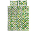 White Cactus Plant Pattern Print Quilt Bed Set