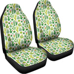 White Cactus Plant Pattern Print Universal Fit Car Seat Covers