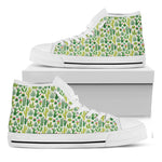 White Cactus Plant Pattern Print White High Top Shoes