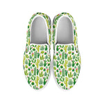 White Cactus Plant Pattern Print White Slip On Shoes